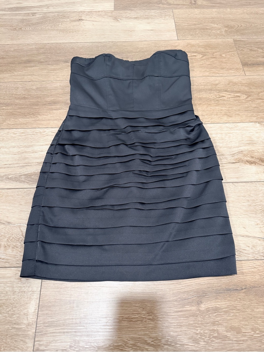 Express Black Strapless Tiered Bandage Mini Dress